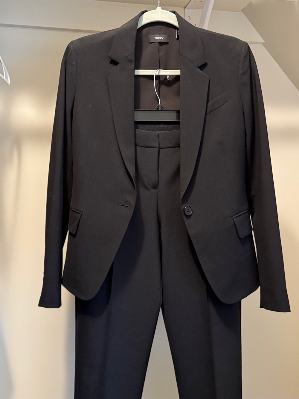 Theory Black Women's Two-Piece Suit Jacket and Trousers